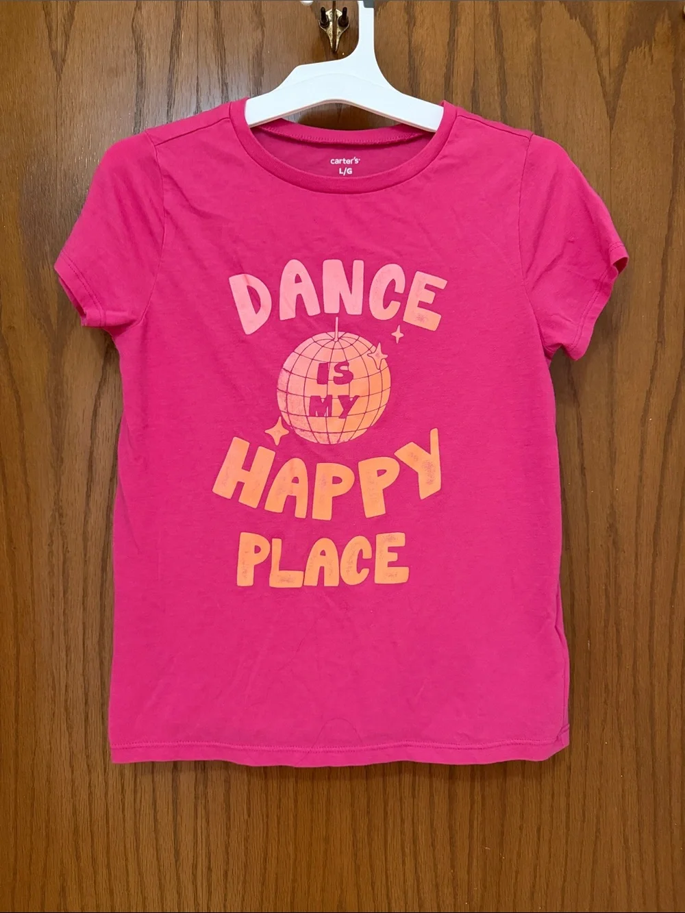 Carter's UGC Girls Sz Large Hot Pink Tee with Yellow Graphic short sleeve